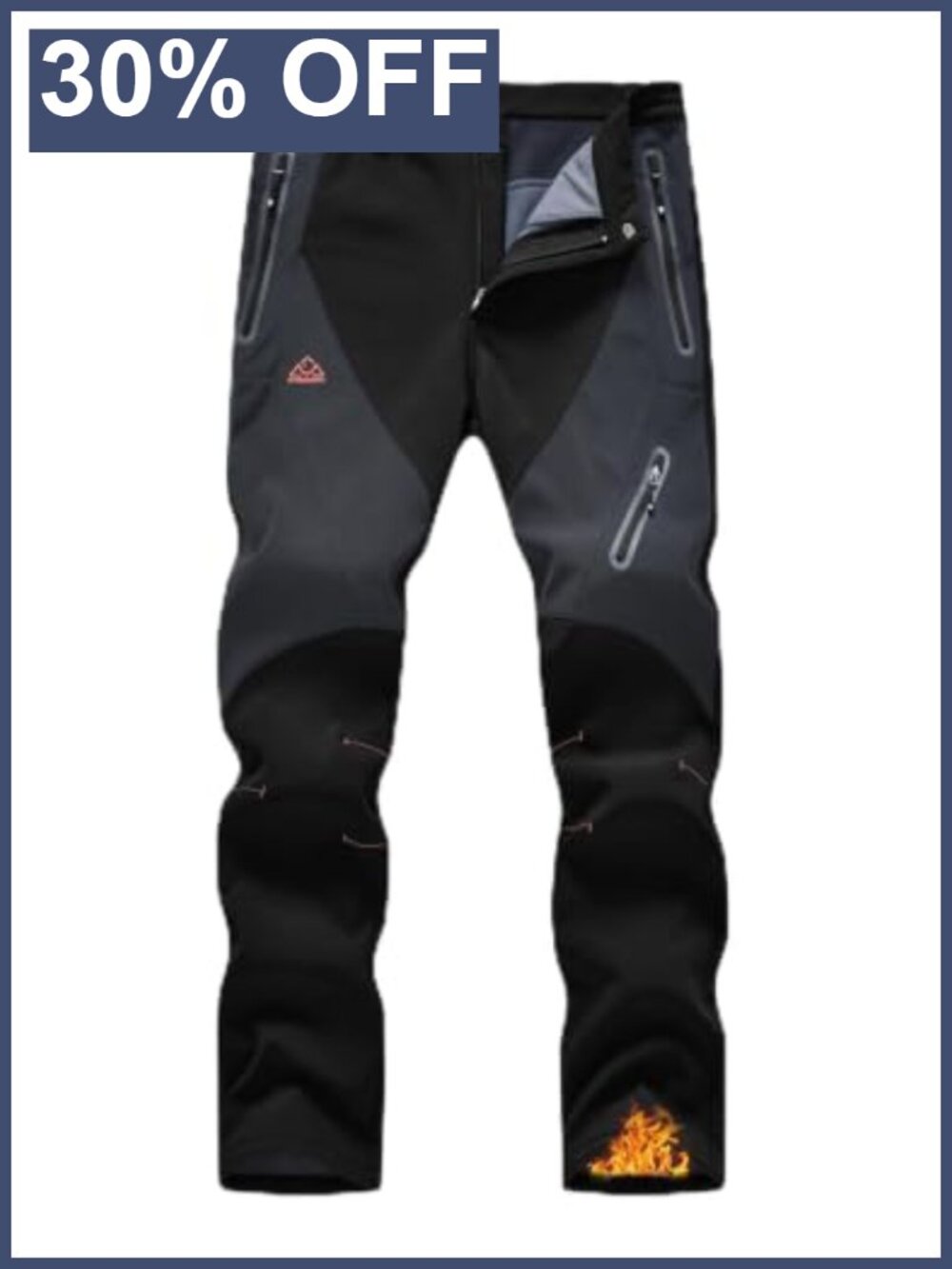 Men's Snow Pants Fleece Lined Insulated Hiking Ski Work Utility Pants